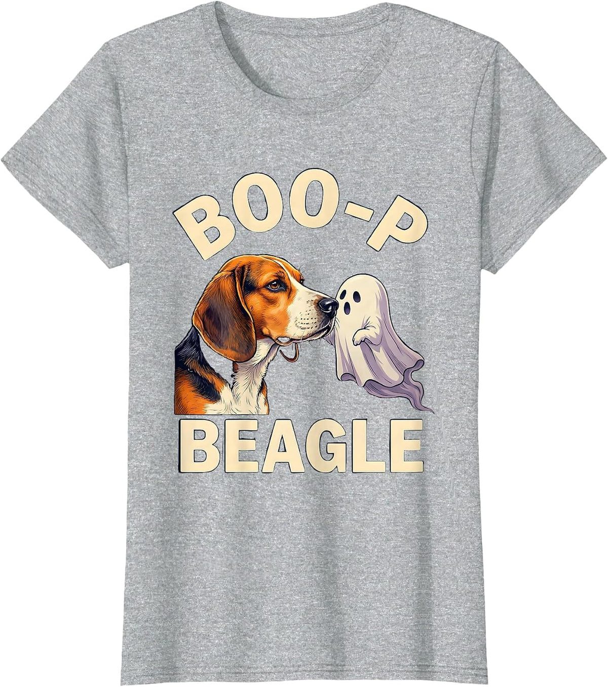 Women's Boo-P Beagle Funny Ghost Dog Lover Halloween Costume T-Shirt - Heather Grey