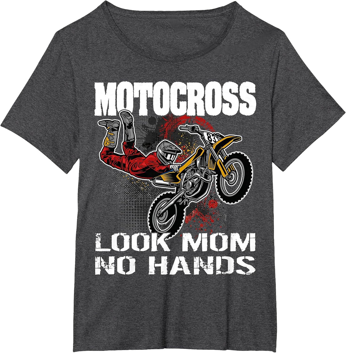 Dirtbike Motocross Look mom no Hands MX T-Shirt - Dark Heather Grey