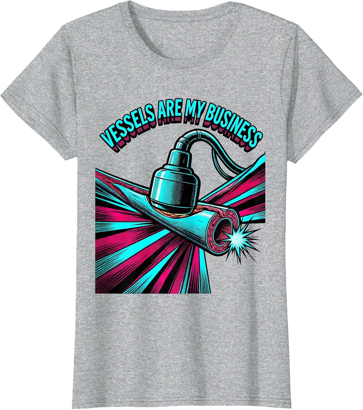 Women's Vessels Are My Business Pop Art Sonographer Ultrasound Tech T-Shirt - Heather Grey