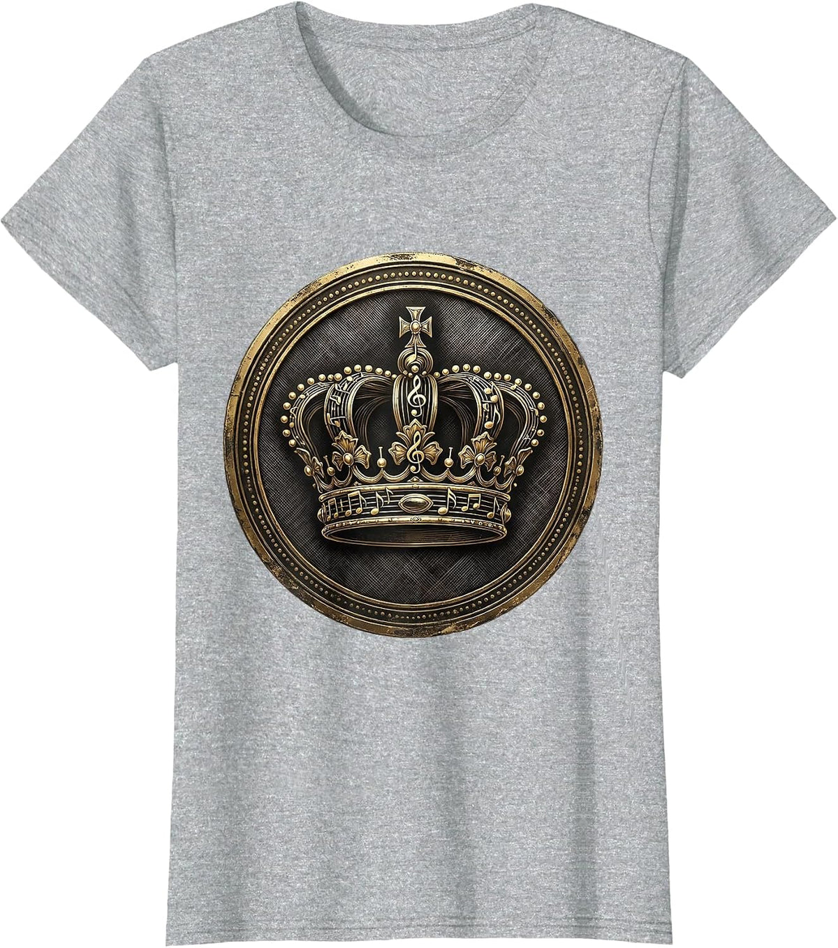 Music Teacher Crown of Notes Graphic Design T-Shirt - Heather Grey