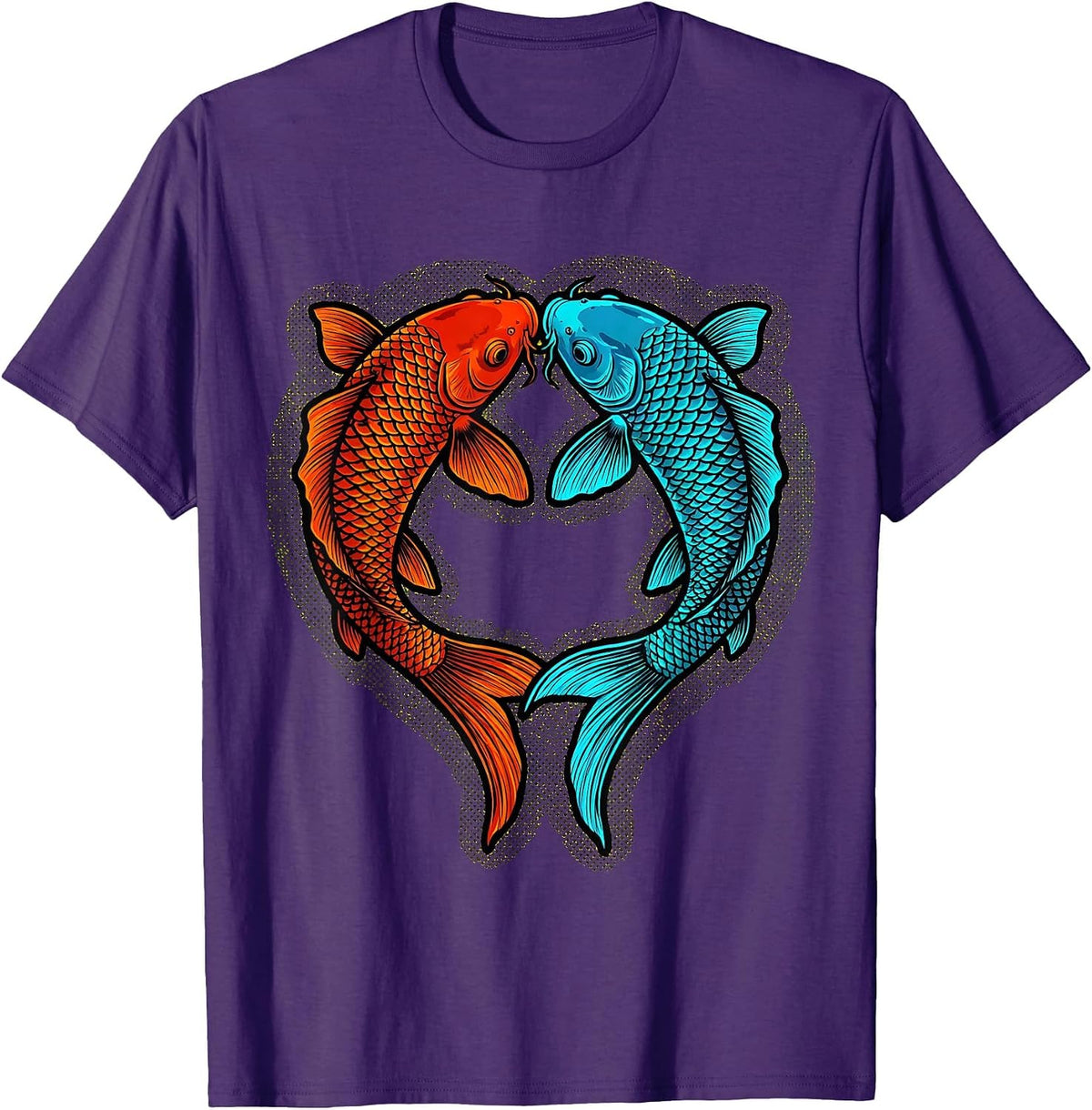 Koi Fish Heart Love Girlfriend Graphic T-Shirt - Purple