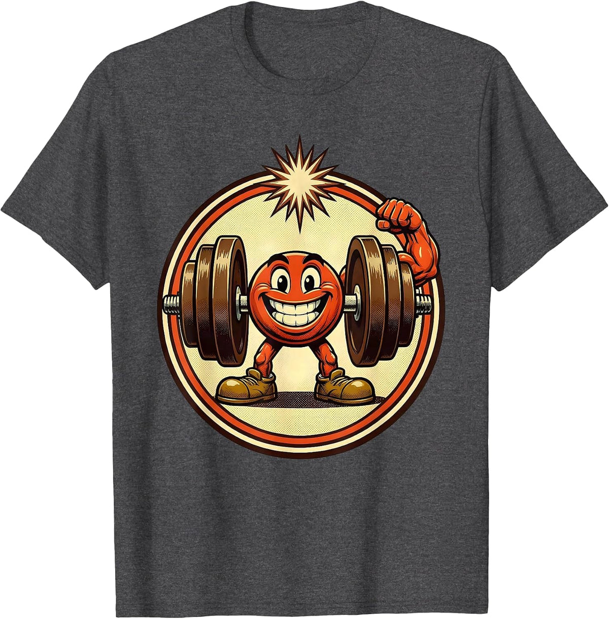 Physical Therapy Bicep Curl Dumbbell Graphic T-Shirt - Dark Heather Grey