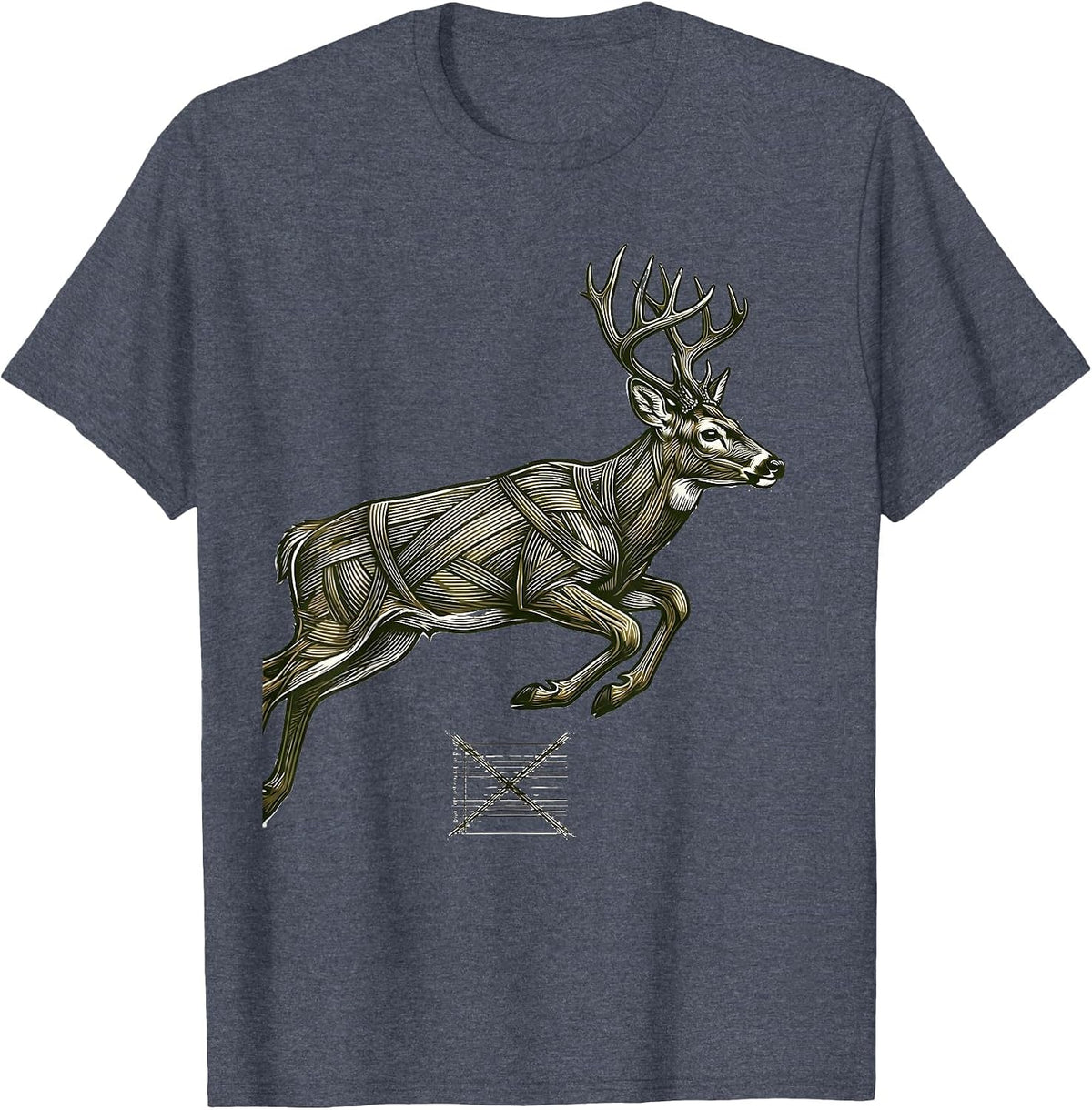 Whitetail Buck Leap Hunting Dad Rustic Pride T-Shirt - Heather Blue
