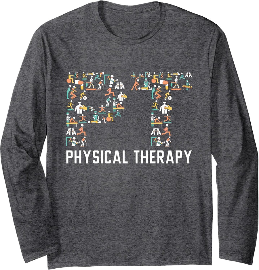 Physical Therapist Job Profession Physical Therapy Long Sleeve T-Shirt - Adult Unisex Dark Heather Grey