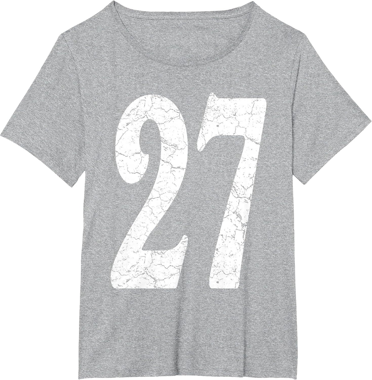 Distressed White Number 27 Jersey Uniform Player Fan T-Shirt - Heather Grey