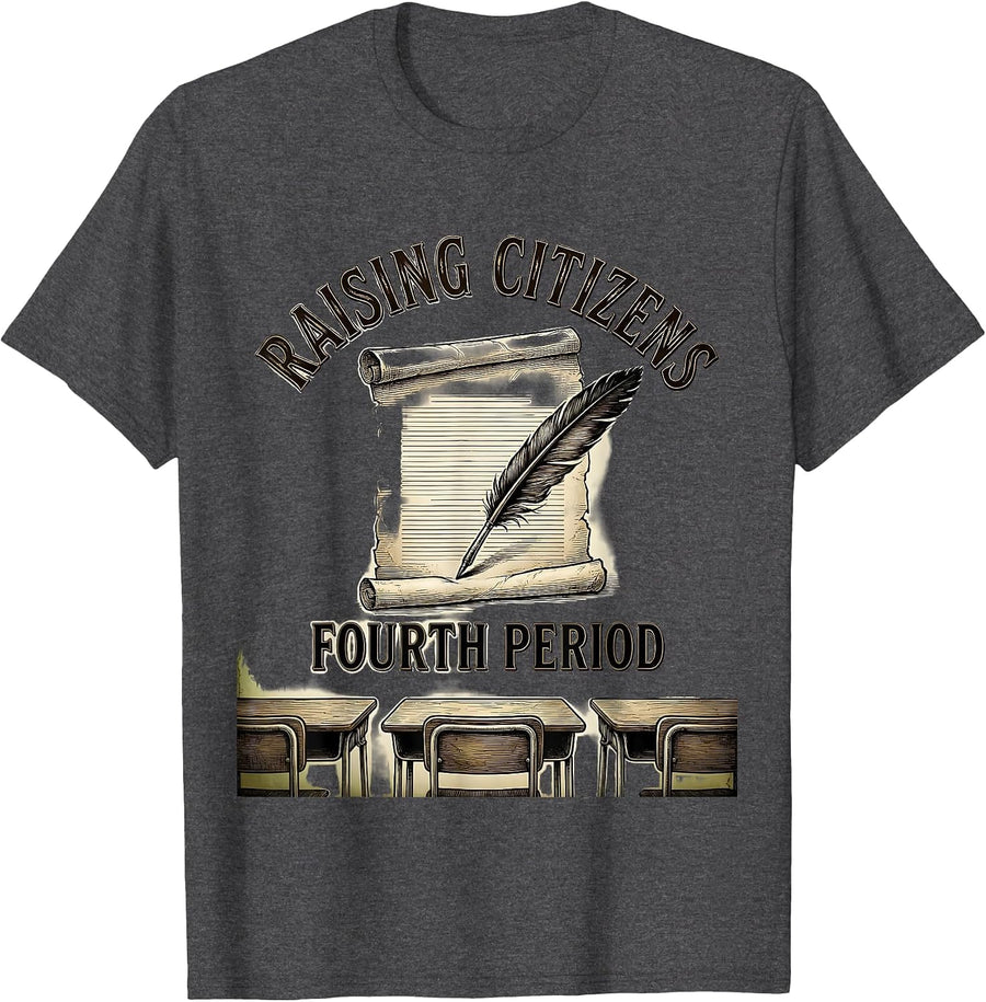 Men's Raising Citizens Fourth Period Vintage Social Studies T-Shirt - Dark Heather Grey