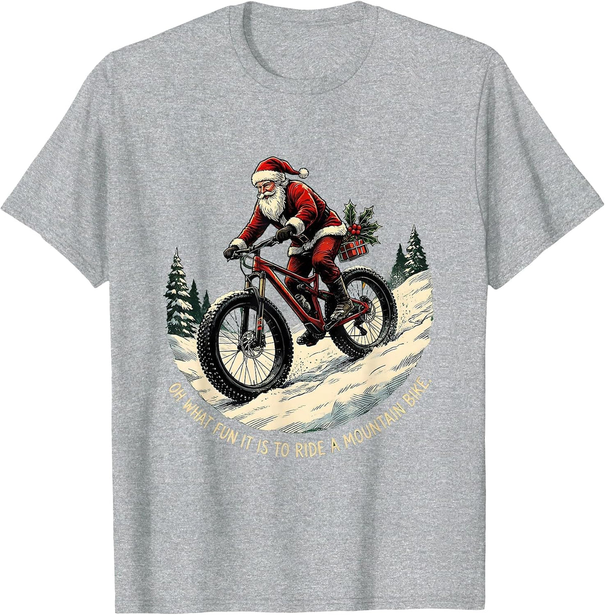 Men's Oh What Fun It Is To Ride A Mountain Bike Biker T-Shirt - Heather Grey