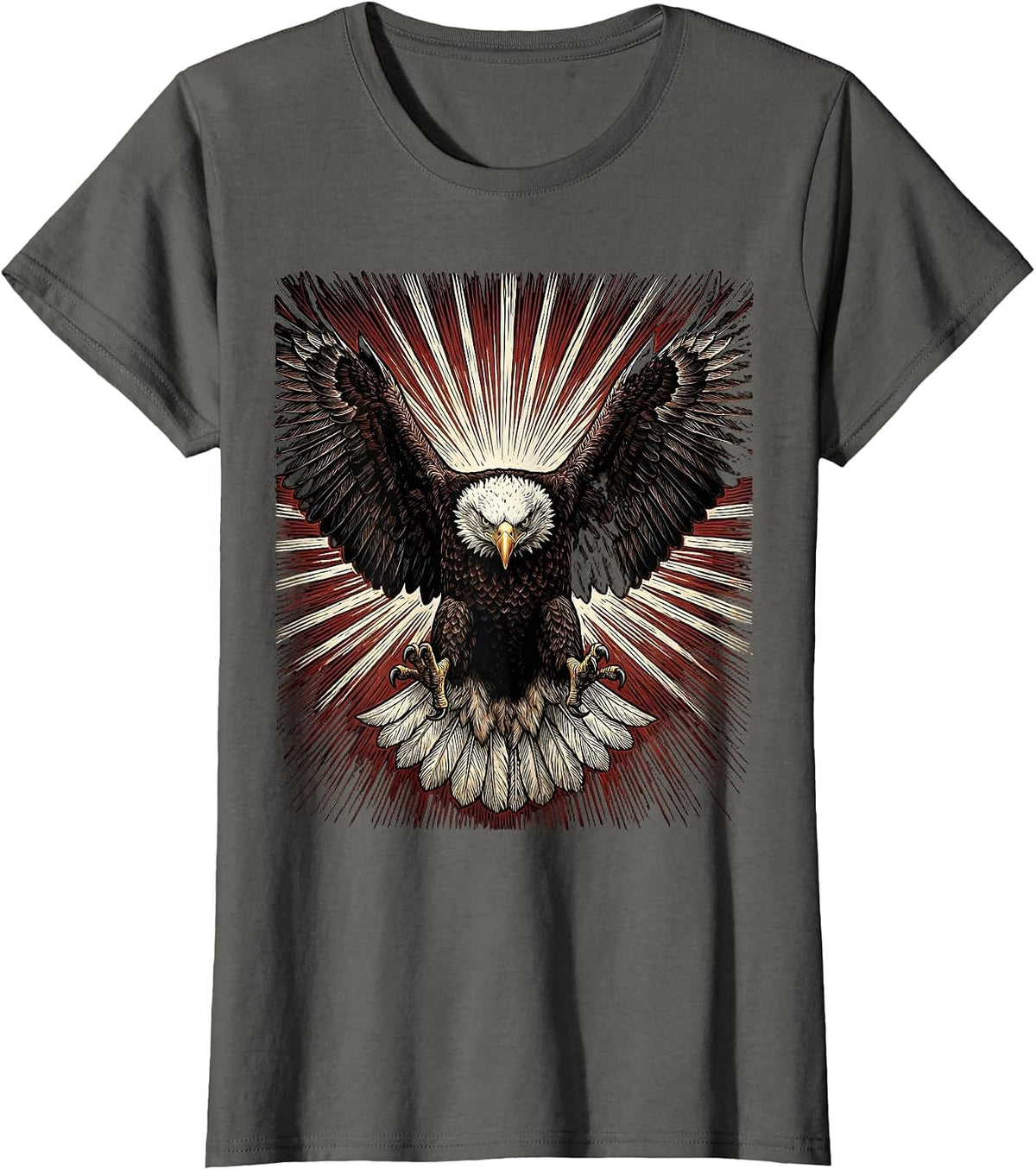Women's 250th Anniversary USA Bald Eagle Sunburst Design T-Shirt - Asphalt Grey