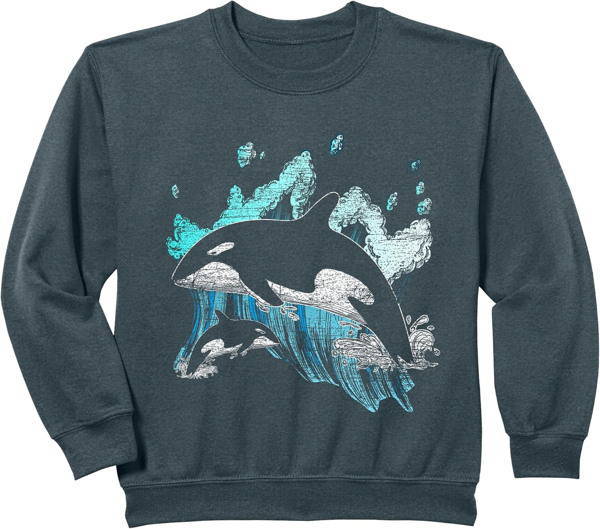 Killer Whale Ocean Swim Cool Animal Creature Orca Sweatshirt - Dark Heather Grey