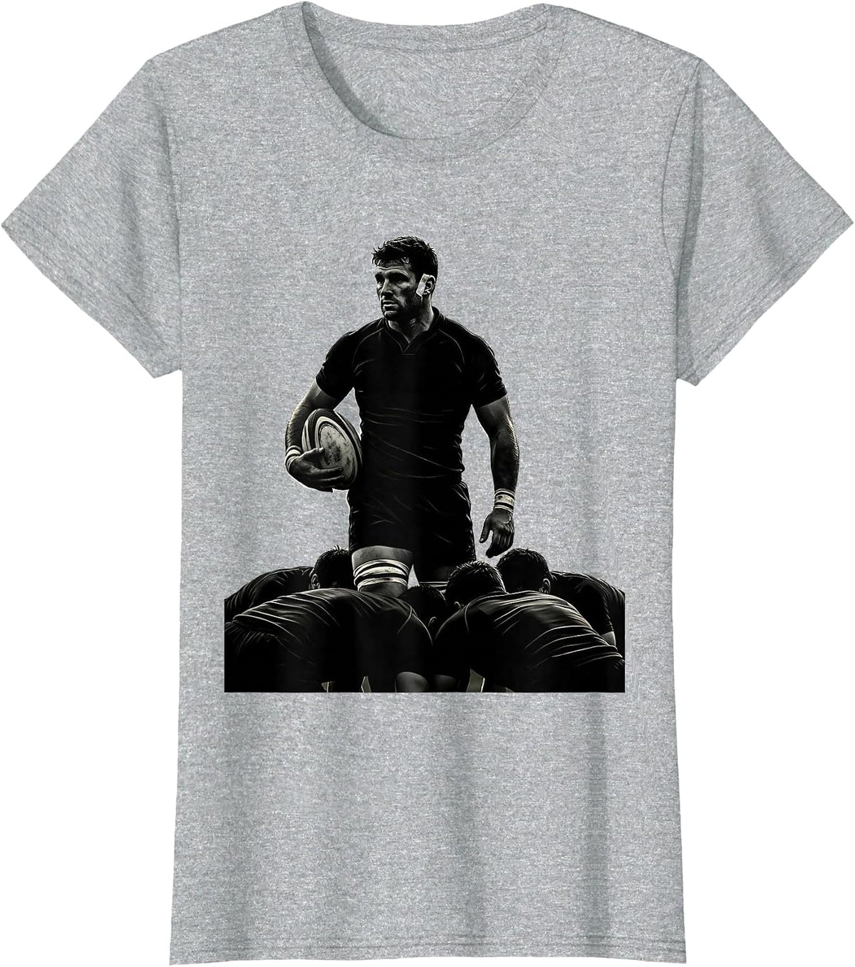 Women's Rugby Player Silhouette Funny Rugby Fan Humor T-Shirt - Heather Grey