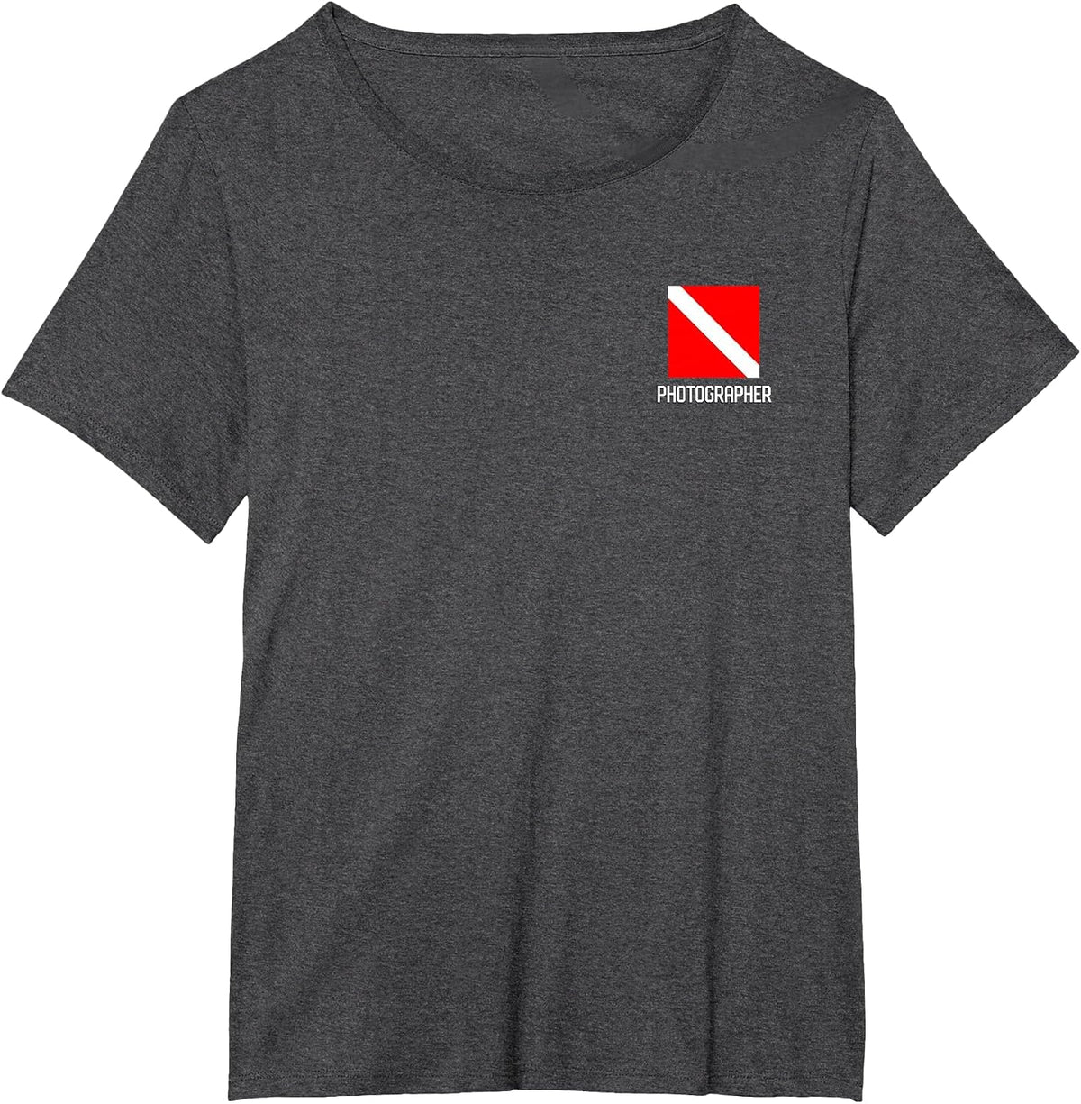 Scuba Dive Flag Underwater Photographer Divemasters Diver T-Shirt - Dark Heather Grey