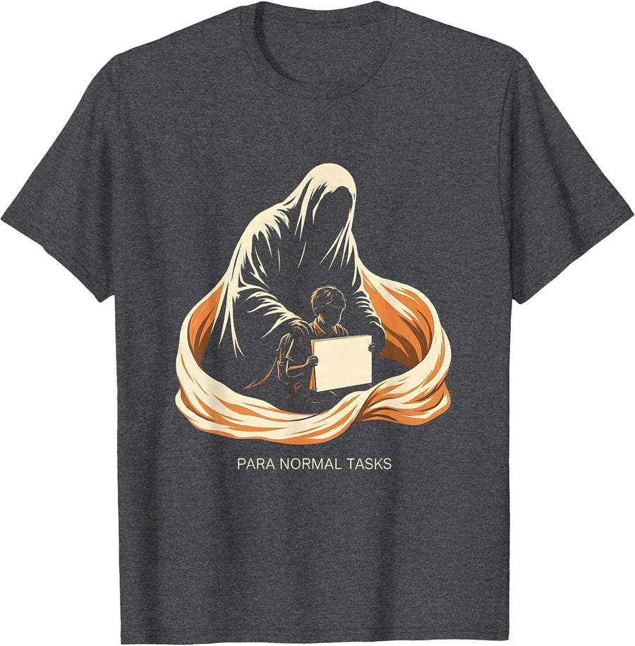 Men's Para Normal Tasks Ghost SpEd Paraprofessional Halloween T-Shirt - Dark Heather Grey
