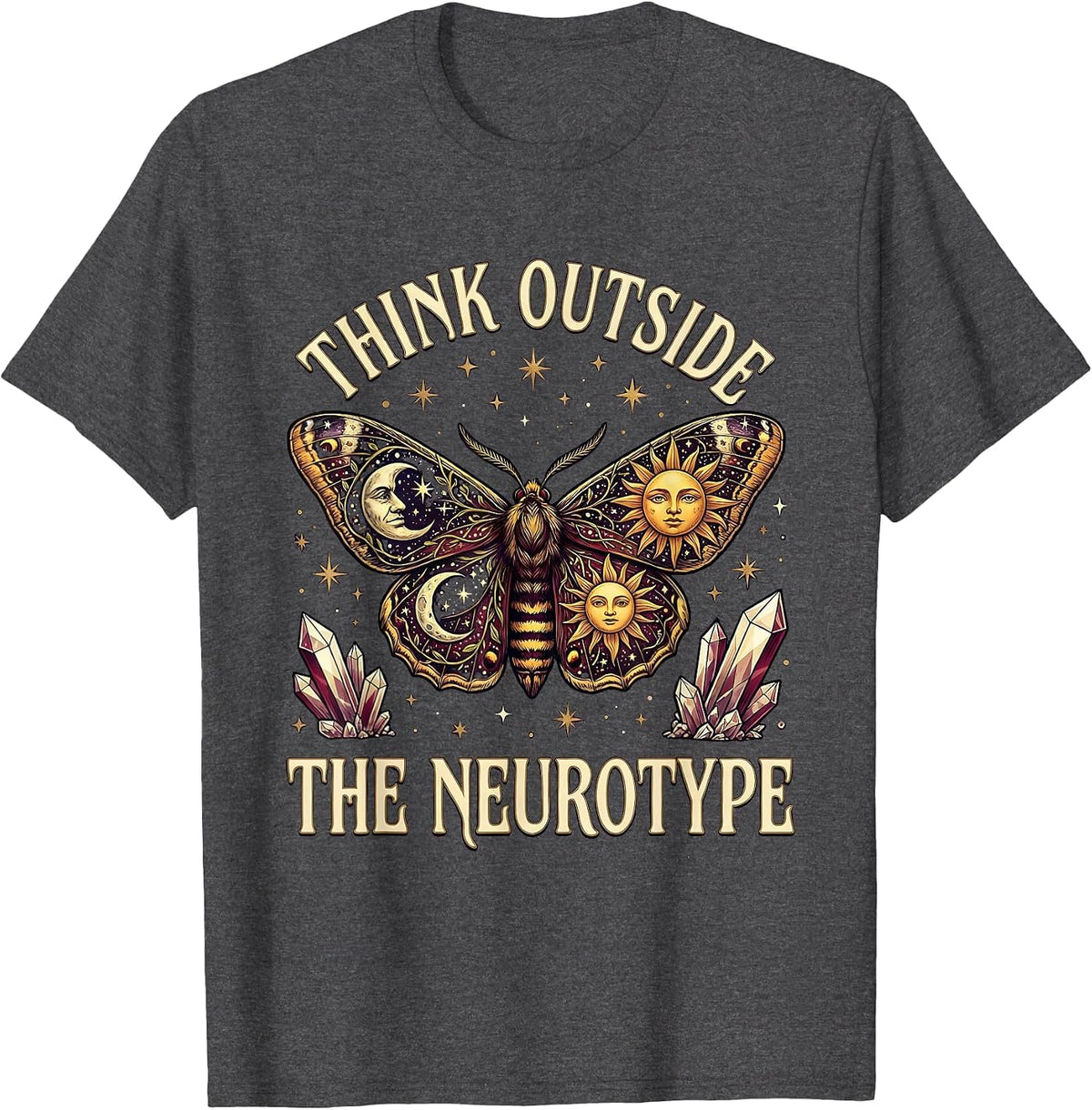 Think Outside the Neurotype Neurodiversity Design T-Shirt - Dark Heather Grey