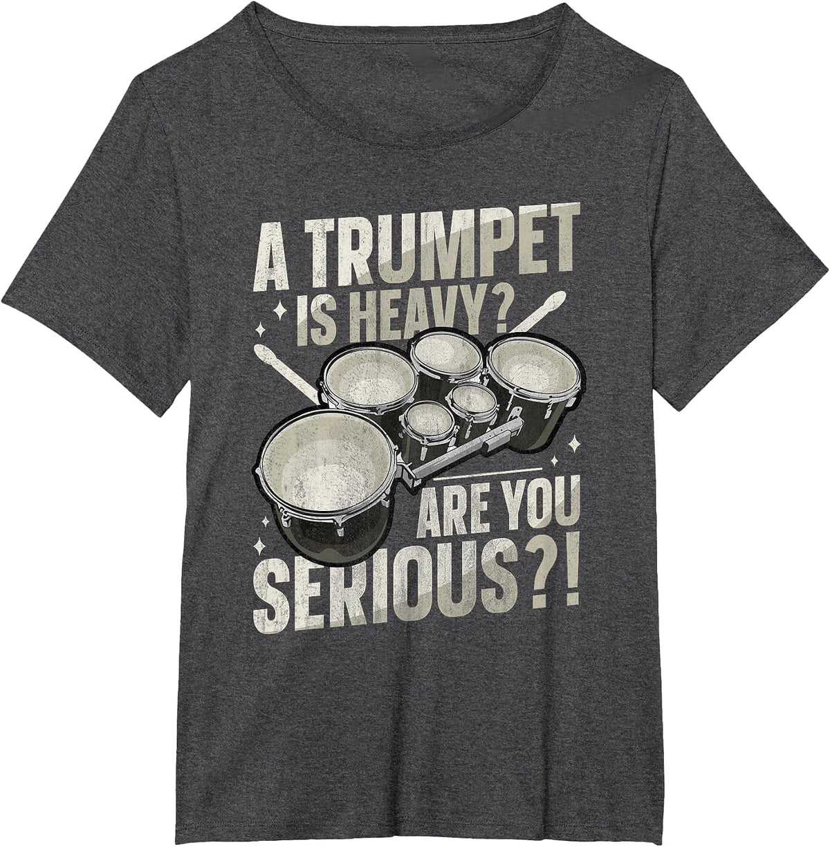 Quad Drums Marching Band Design for a Marching Band Drummer T-Shirt - Dark Heather Grey