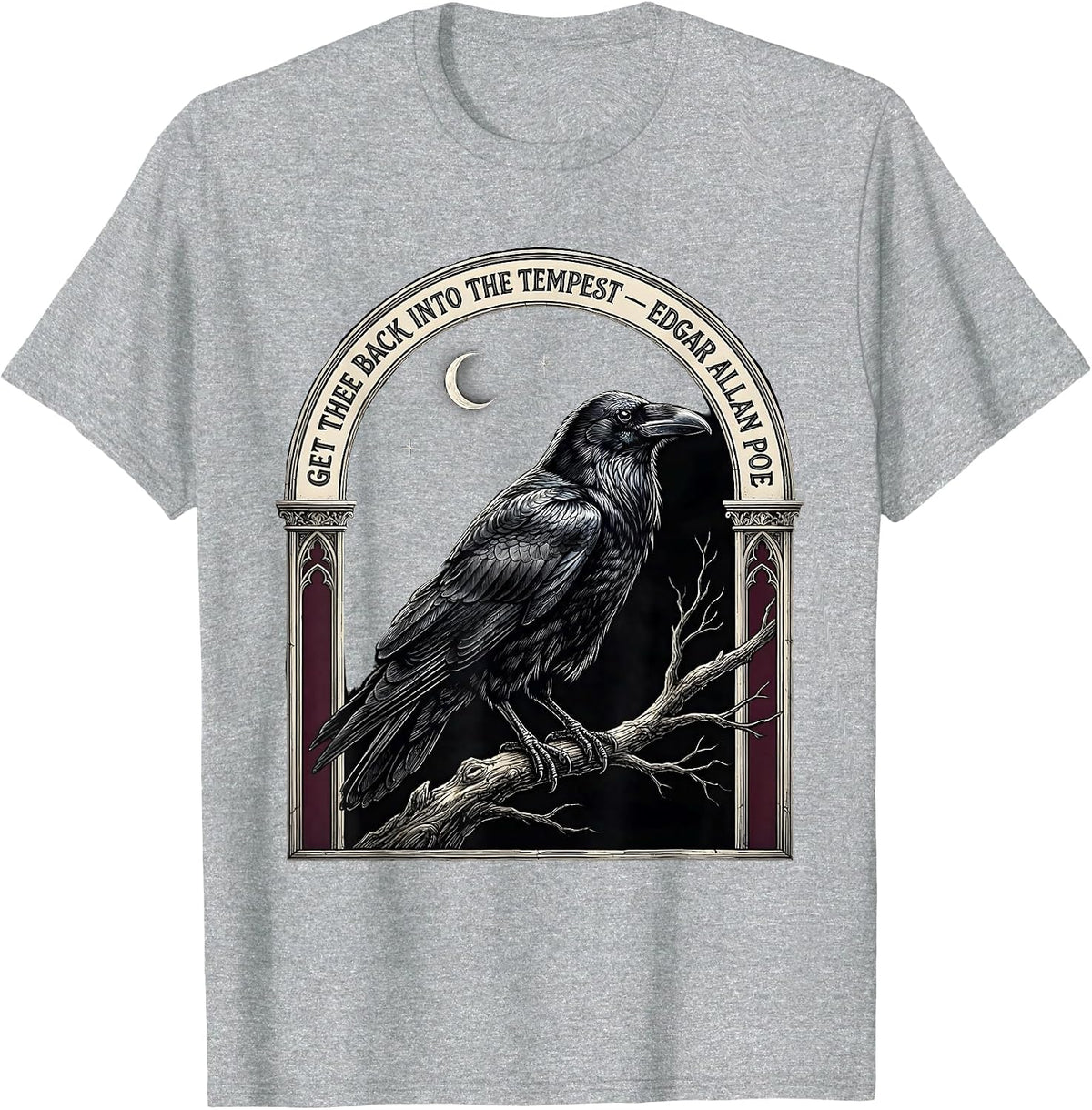 Men's Get Thee Back Into The Tempest — Edgar Allan Poe Gothic T-Shirt - Heather Grey