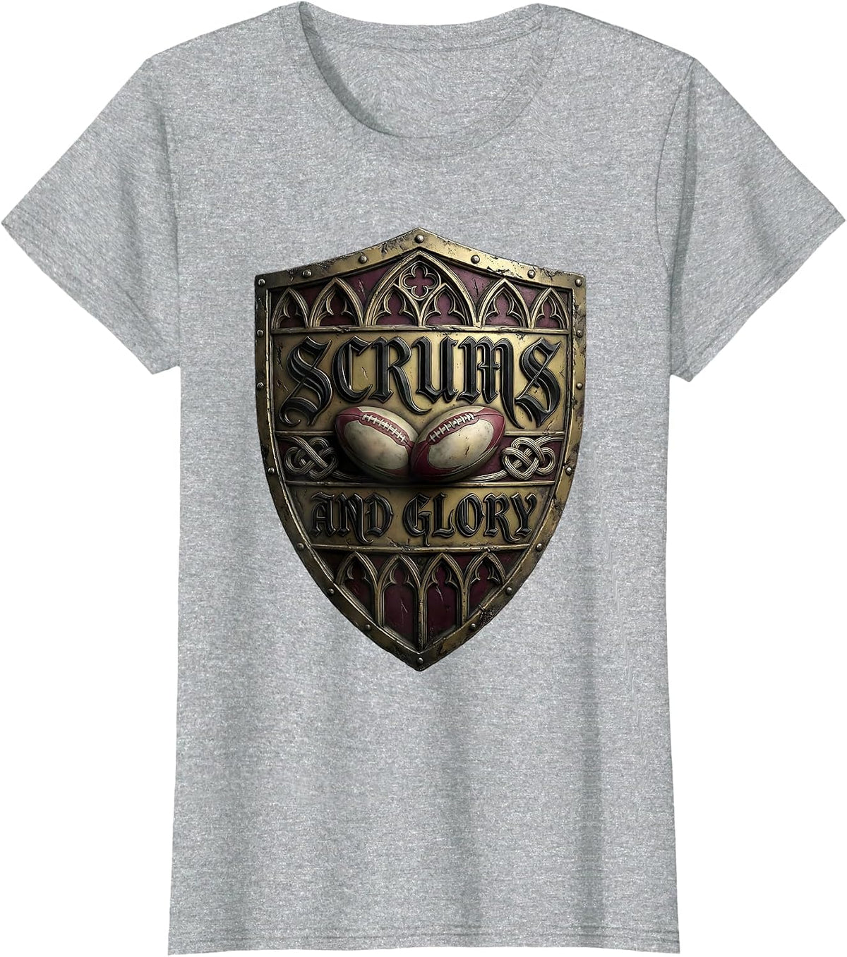 Women's Scrums and Glory Rugby Graphic Design T-Shirt - Heather Grey