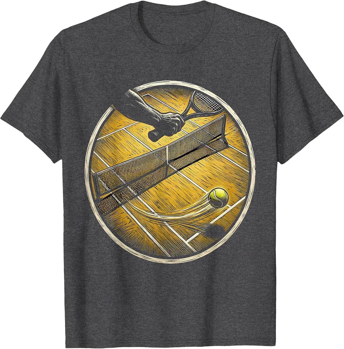 Tennis Ace Serve Overhead View Graphic T-Shirt - Dark Heather Grey