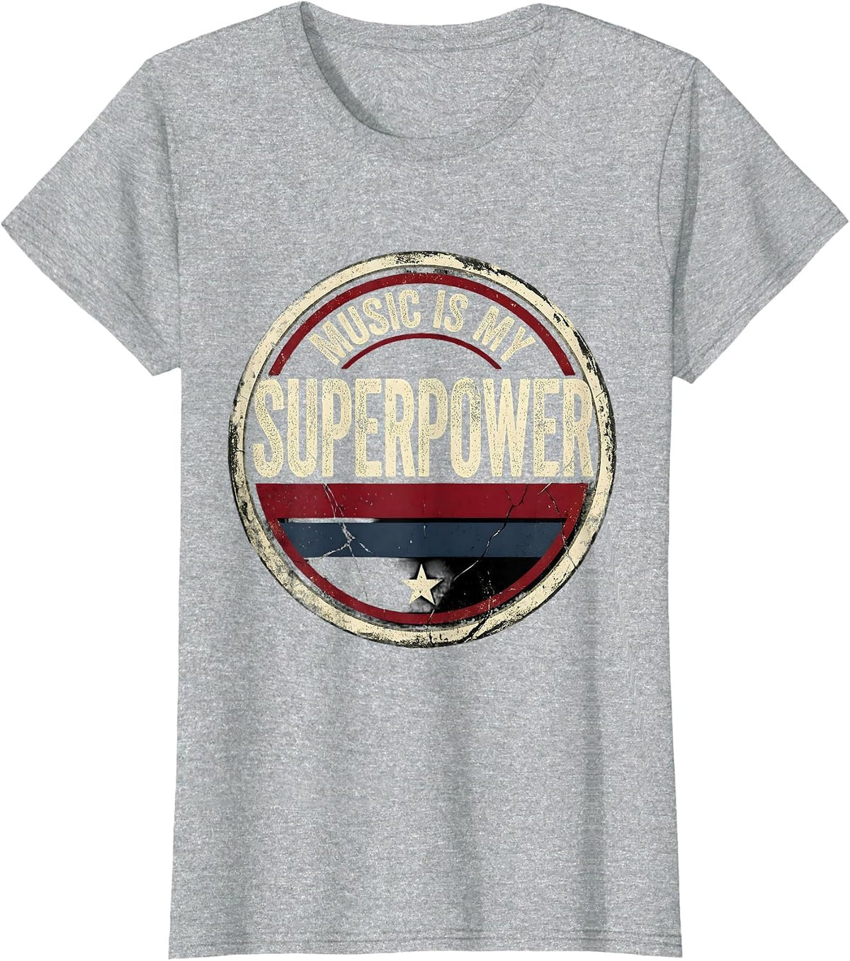 Music Is My Superpower Music Teacher Design T-Shirt - Heather Grey