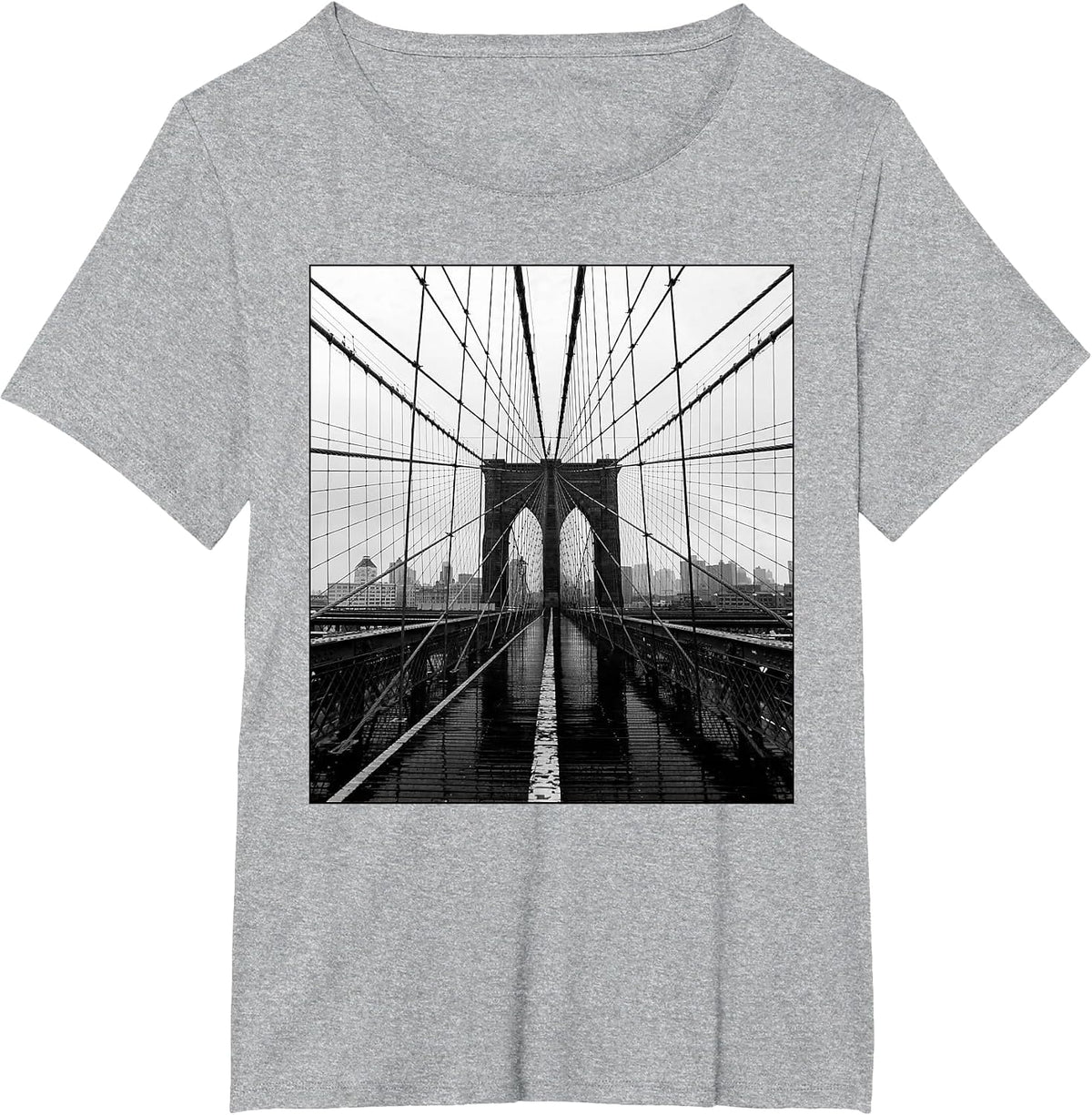 Brooklyn Bridge Photo Art NYC New York City Skyline Brooklyn T-Shirt - Heather Grey