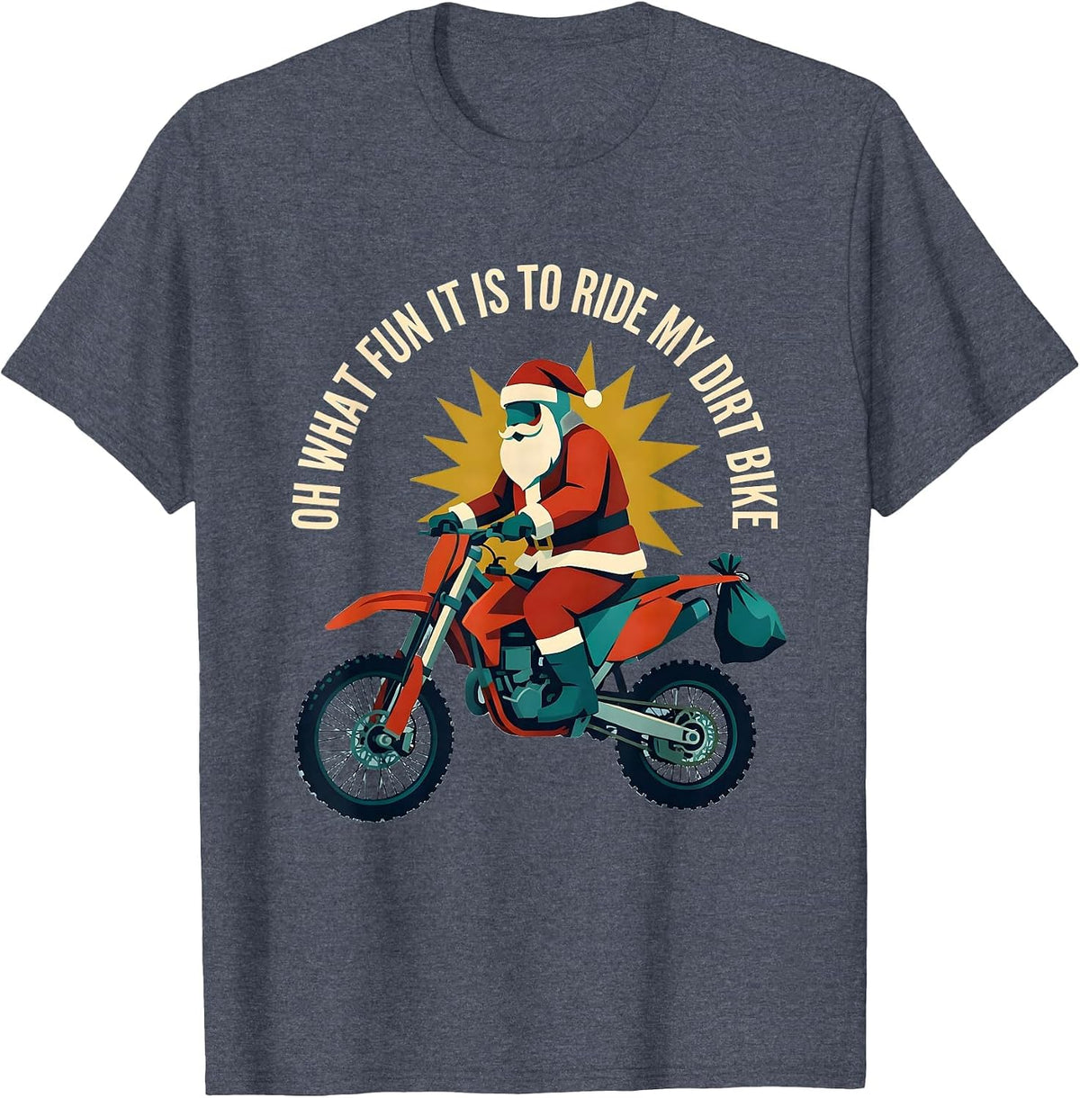Oh What Fun It Is To Ride My Dirt Bike Midcentury Modern T-Shirt - Heather Blue