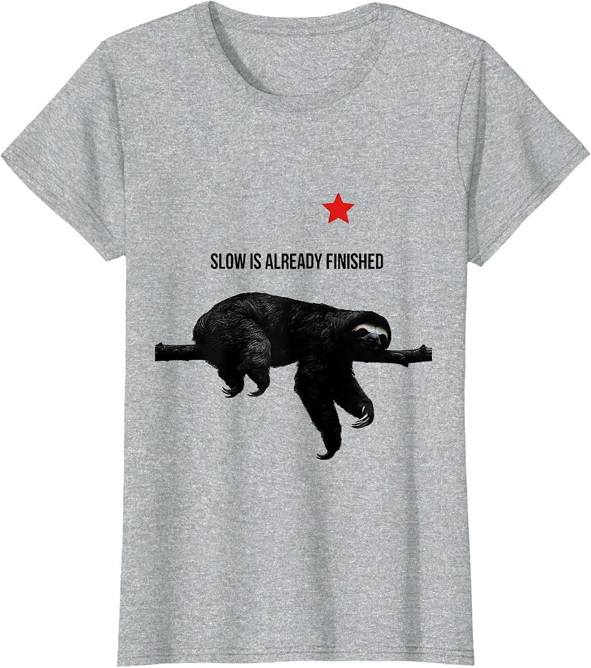 Slow Is Already Finished Funny Sloth Lover Christmas Humor T-Shirt - Heather Grey