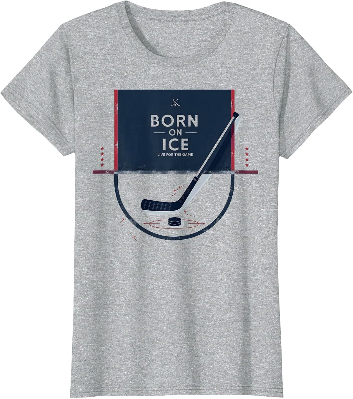 Hockey Sweatshirt Born on Ice Live for the Game T-Shirt - Heather Grey