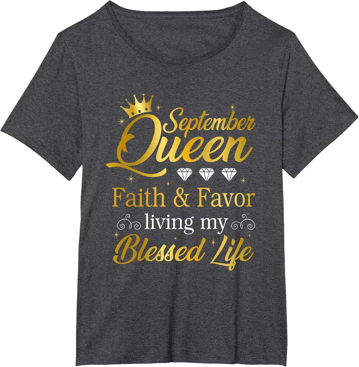 September Queen Living My Best Life Virgo Libra Black Queen T-Shirt - Dark Heather Grey