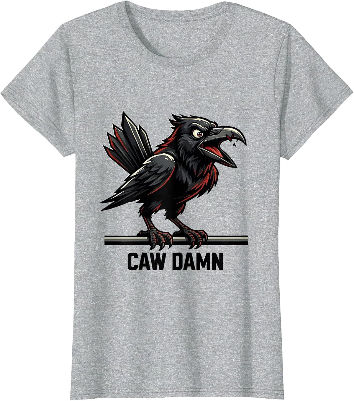 Caw Damn Funny Crow Dark Humor Gothic Halloween Unisex T-Shirt - Heather Grey