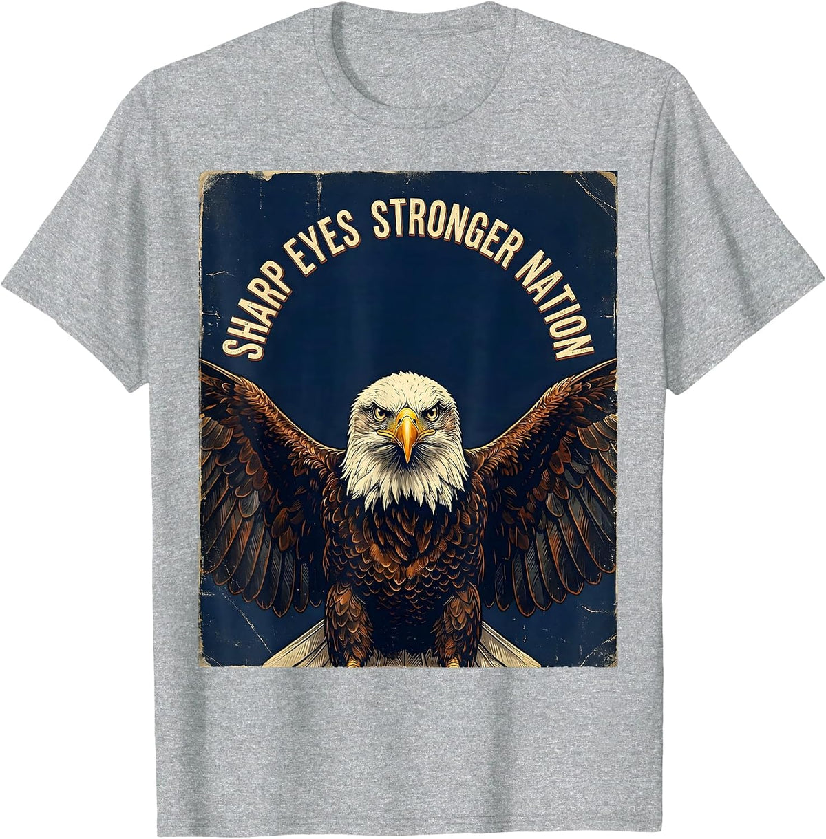 Men's Eagle Eyed Veteran Bald Eagle Veterans Day Design T-Shirt - Heather Grey