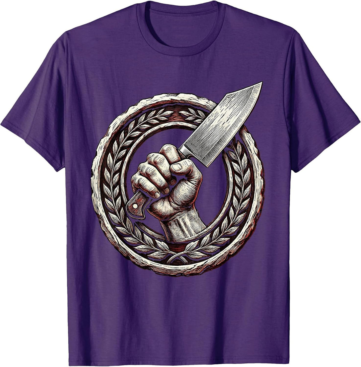 Chef Knife Grip Graphic Tee for Culinary Passion T-Shirt - Purple