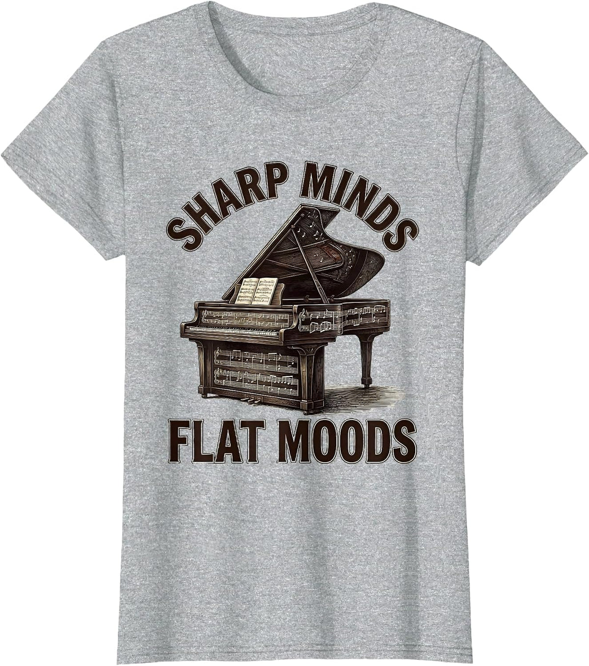 Sharp Minds Flat Moods Music Teacher Design T-Shirt - Heather Grey