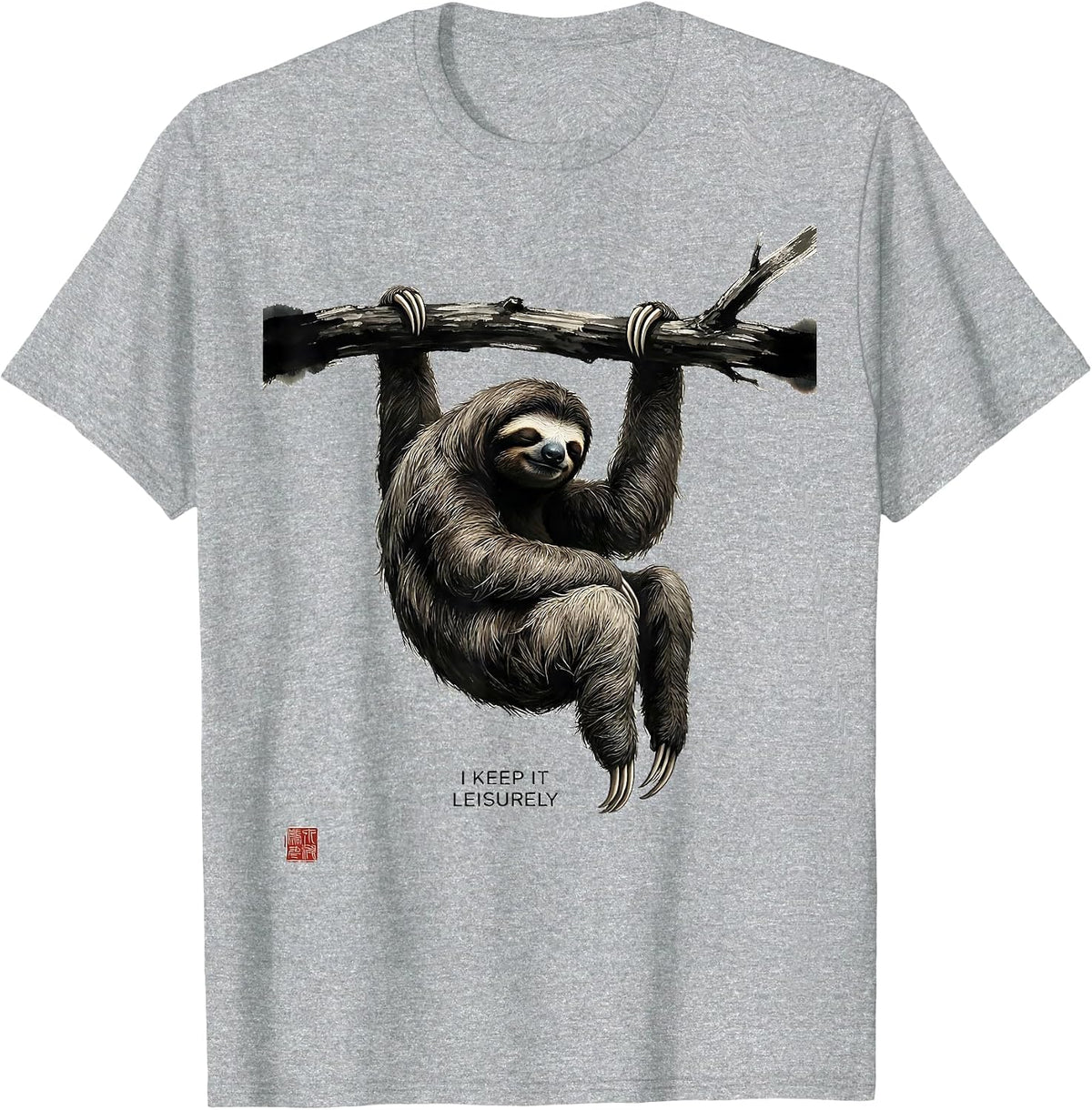 Men's I Keep It Leisurely Funny Sloth Lazy Humor Gift T-Shirt - Heather Grey