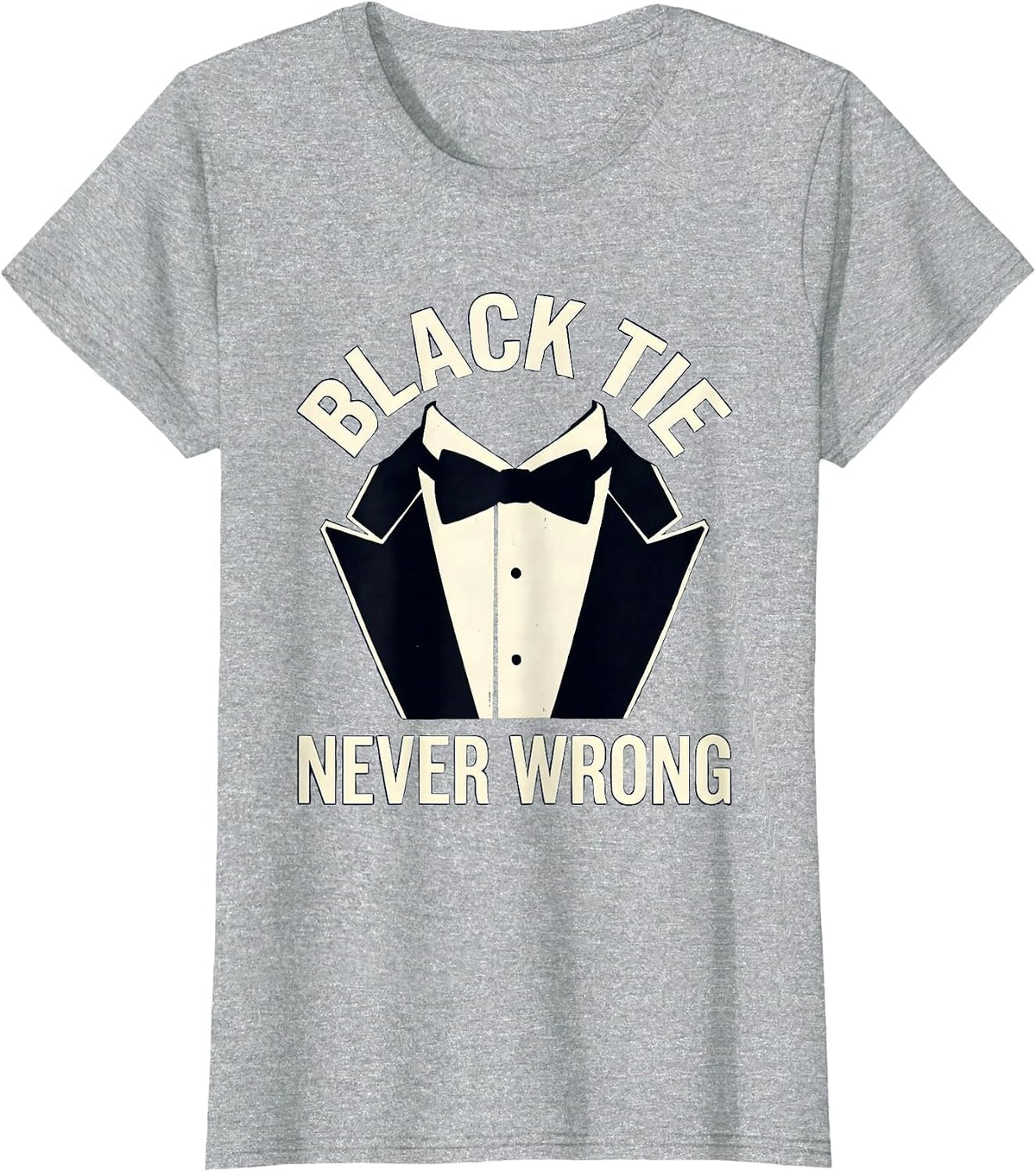Women's Black Tie Never Wrong Tuxedo Formal Style Design T-Shirt - Heather Grey