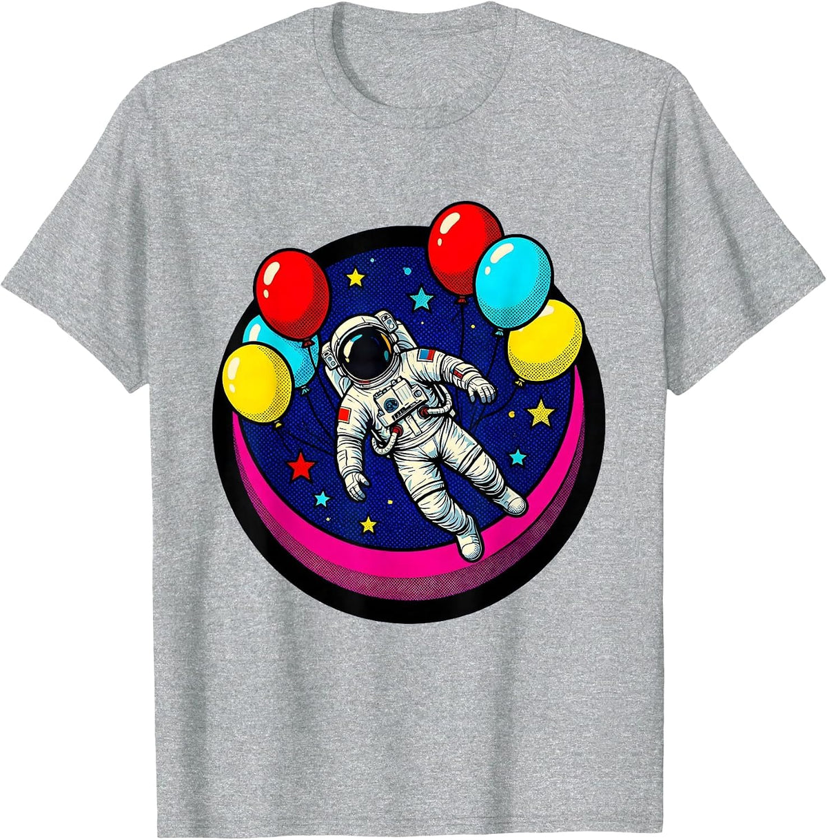 Men's 21st Birthday Astronaut Space Balloon Illustration T-Shirt - Heather Grey