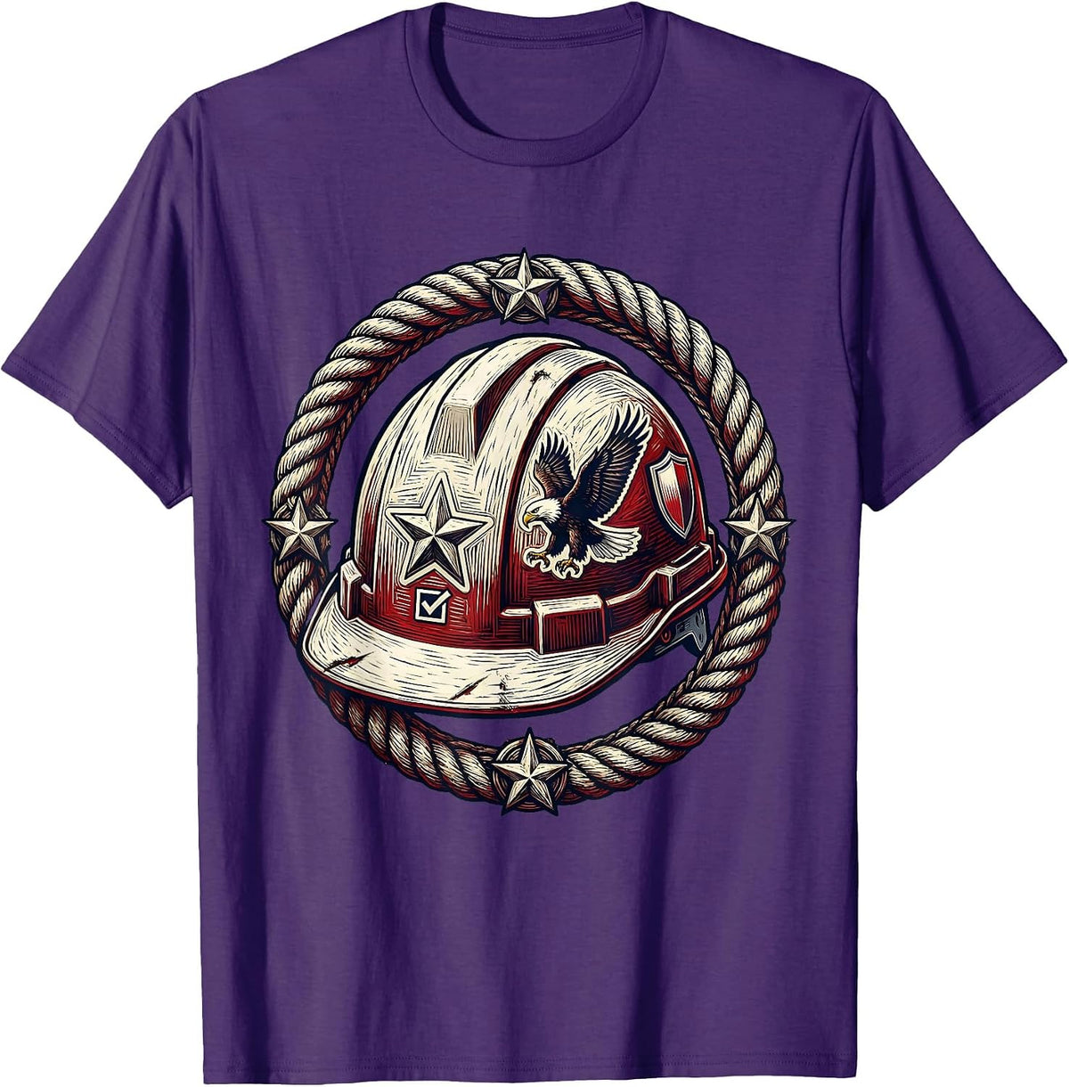 Men's Patriotic Hard Hat Voting Labor Day Graphic T-Shirt - Purple