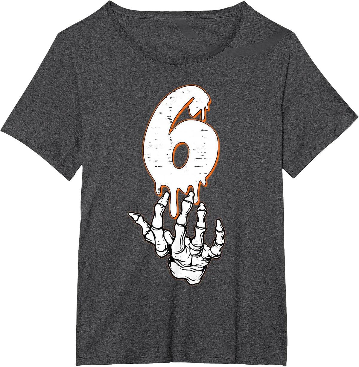 Halloween Shirts Number 6 Matching 67 Meme Skeleton Hand T-Shirt - Dark Heather Grey