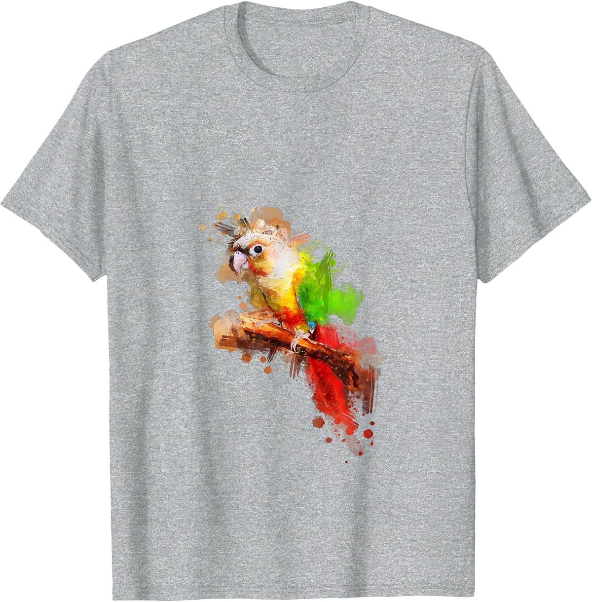 Watercolor Pineapple Green Cheek Conure Parrot T-Shirt T-Shirt - Heather Grey