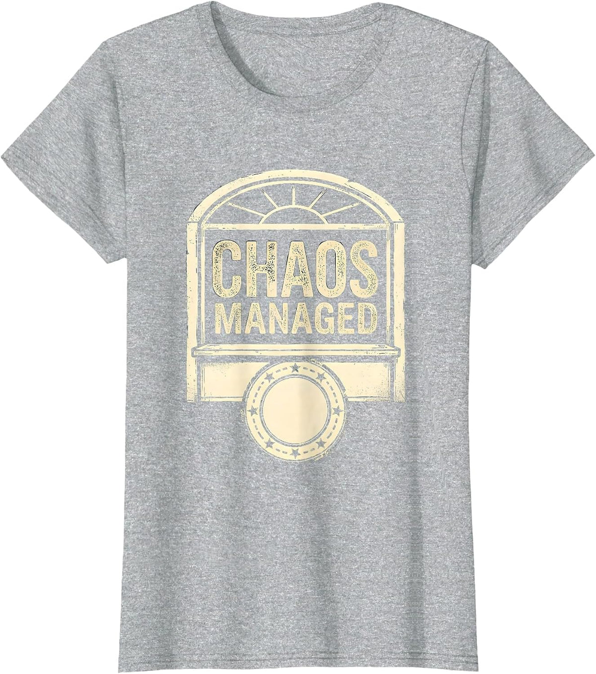 CHAOS MANAGED Rubber Stamp Circus Crew Carnival Staff T-Shirt - Heather Grey