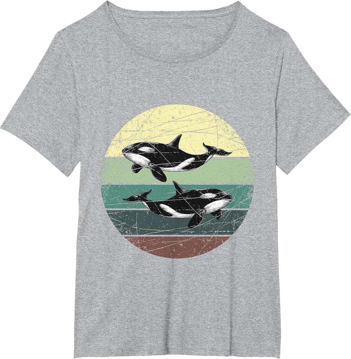 Retro Orca T-Shirt - Heather Grey