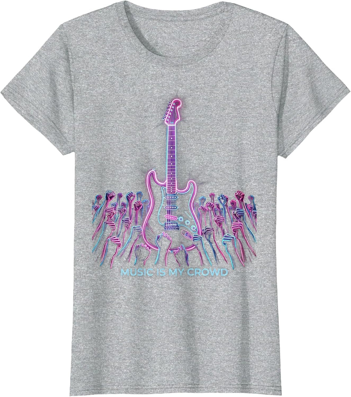Music Is My Crowd Concert Lover Design T-Shirt - Heather Grey