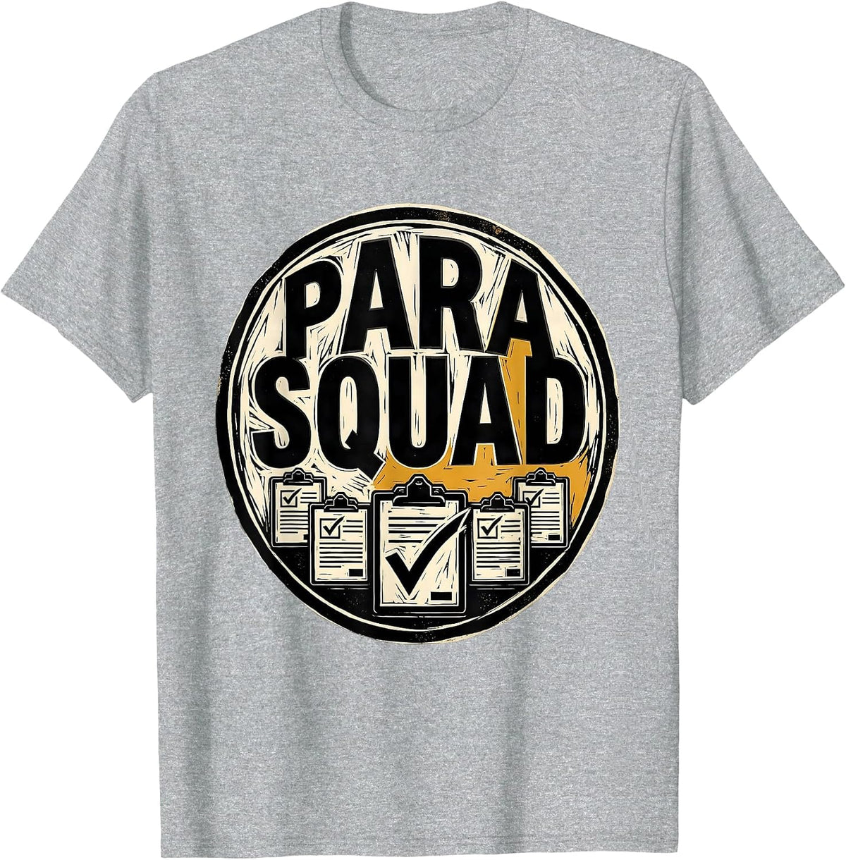 Men's Para Squad Linocut Teacher Aide Appreciation Back To School T-Shirt - Heather Grey