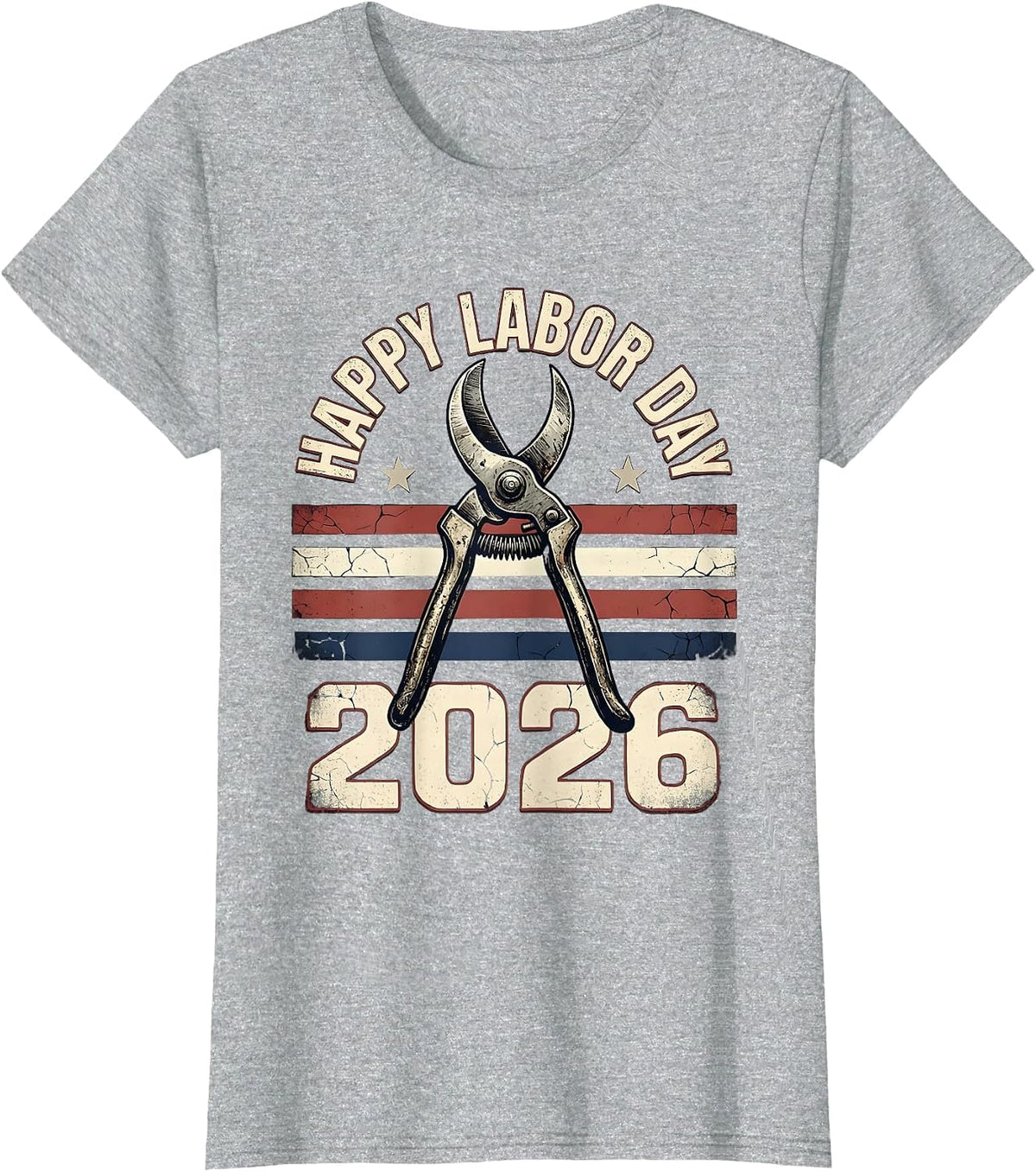 Happy Labor Day 2026 Distressed Patriotic Union Worker Pride T-Shirt - Heather Grey