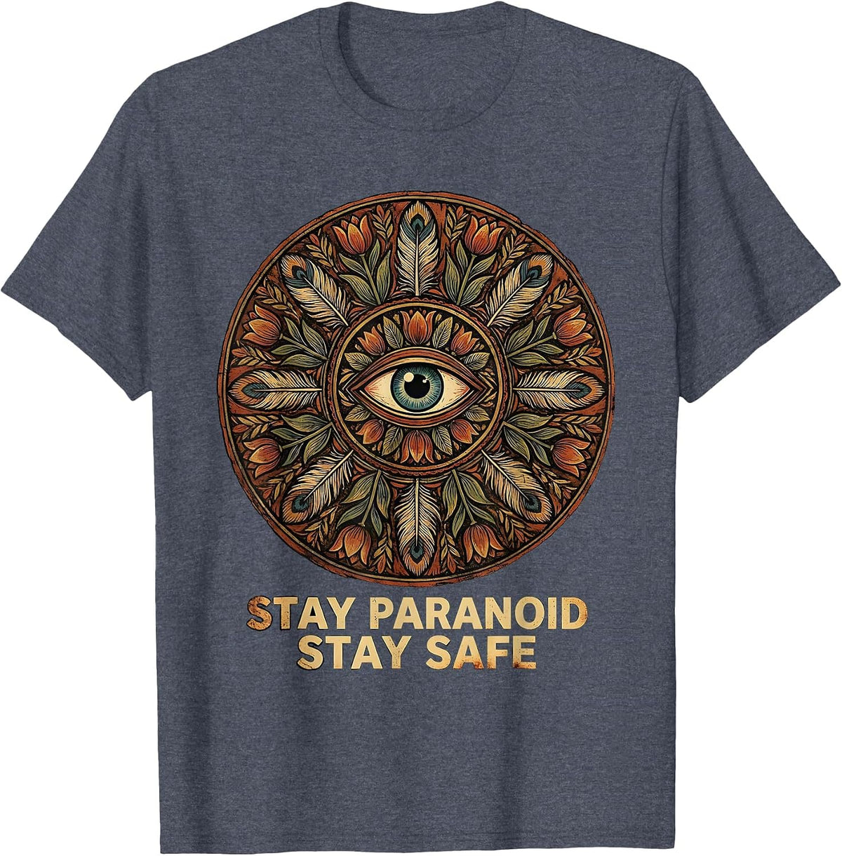 Stay Paranoid Stay Safe Cybersecurity Design T-Shirt - Heather Blue