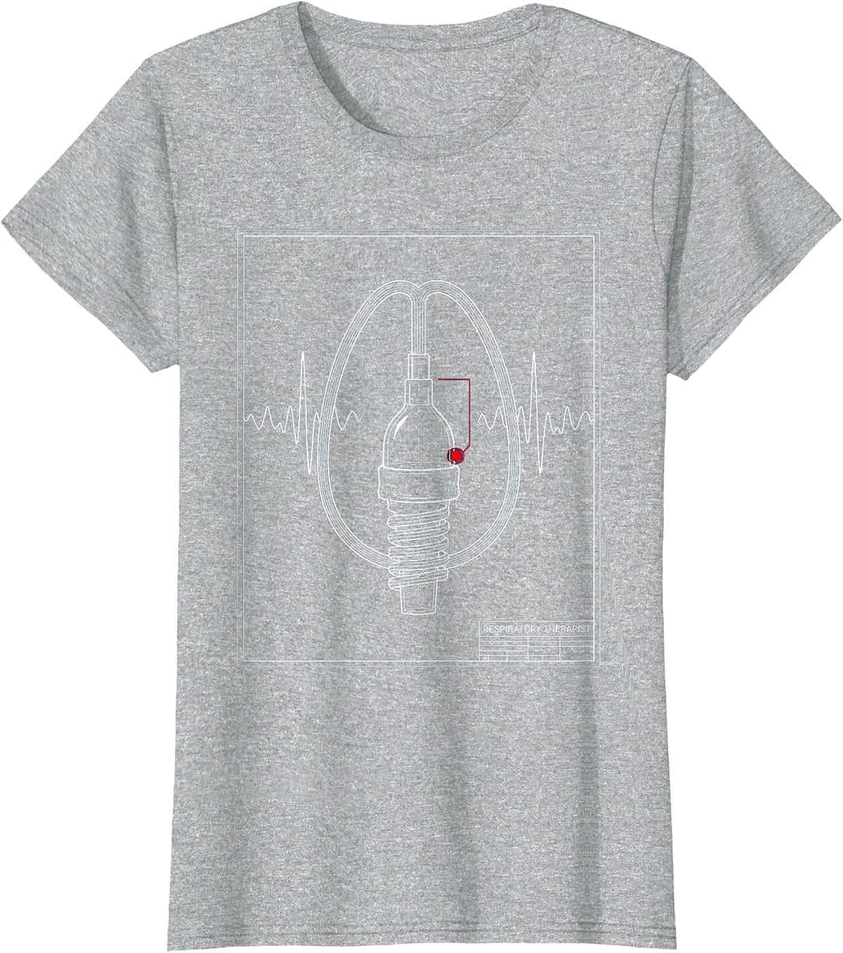 Women's Respiratory Therapist Technical Blueprint RT Profession T-Shirt - Heather Grey