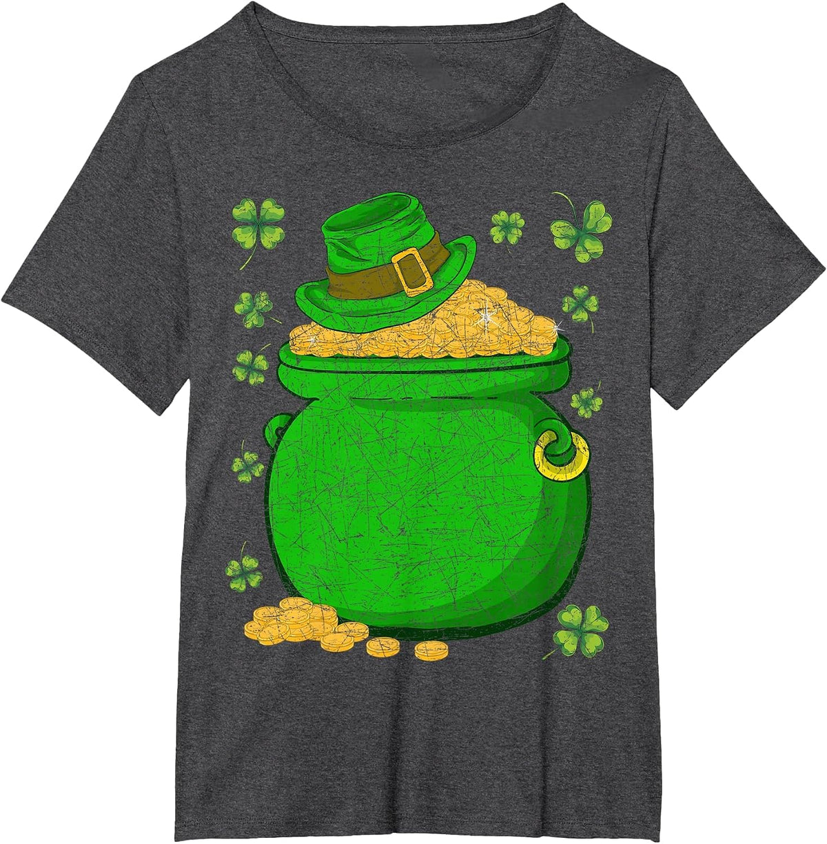 Ireland Leprechaun Hat Pot of Gold Irish St Patricks Day T-Shirt - Dark Heather Grey