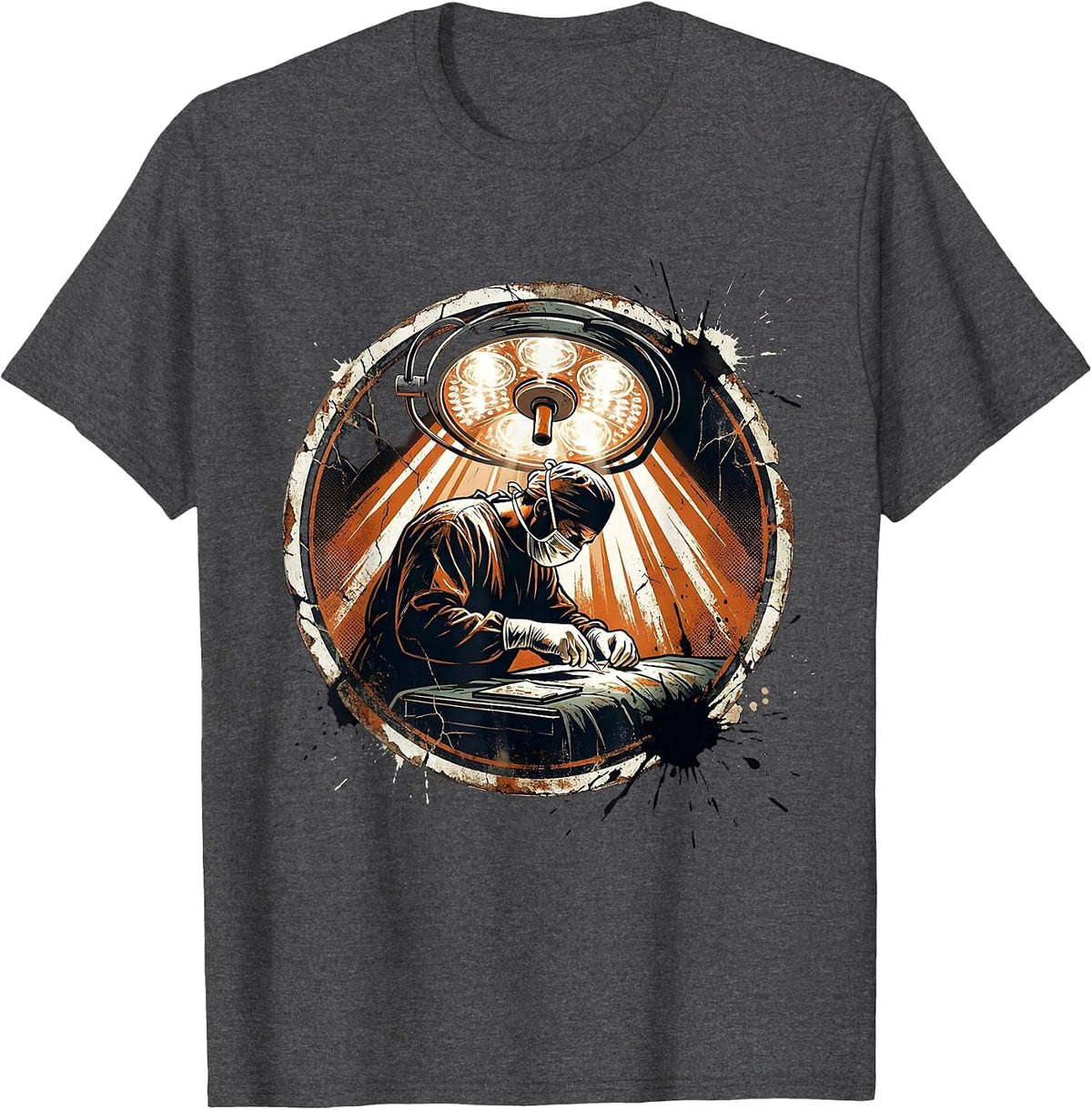 Men's Surgeon Silhouette Operating Room Graphic T-Shirt - Dark Heather Grey