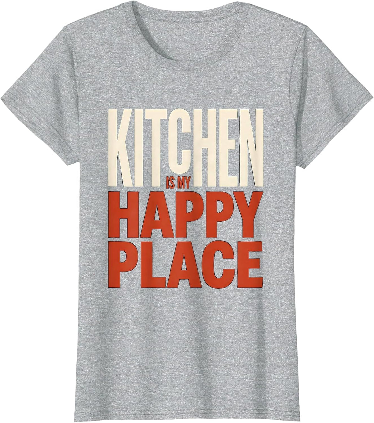 Women's Kitchen Is My Happy Place Chef Design T-Shirt - Heather Grey