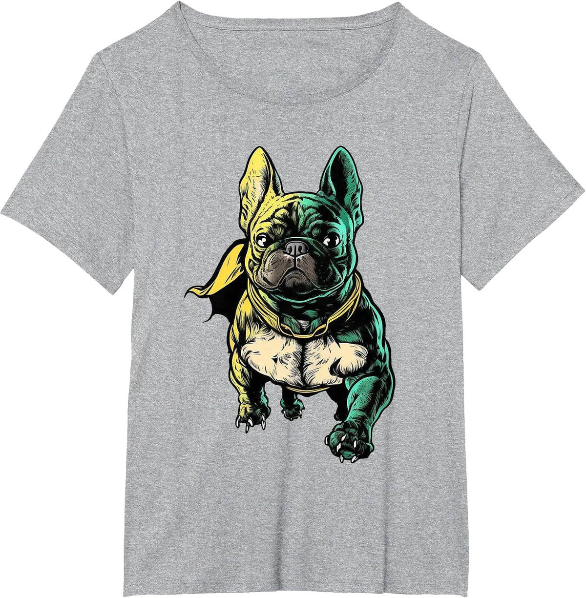 Superhero French Bulldog Red Cape Super Hero Dog T-Shirt - Heather Grey