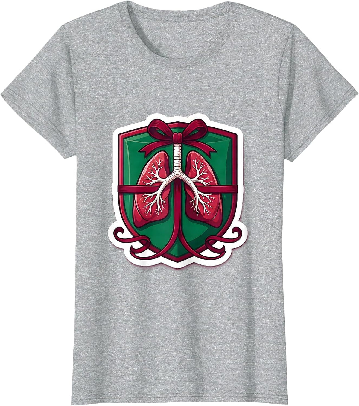 Christmas Lung Gift Respiratory Therapist Holiday Humor T-Shirt - Heather Grey