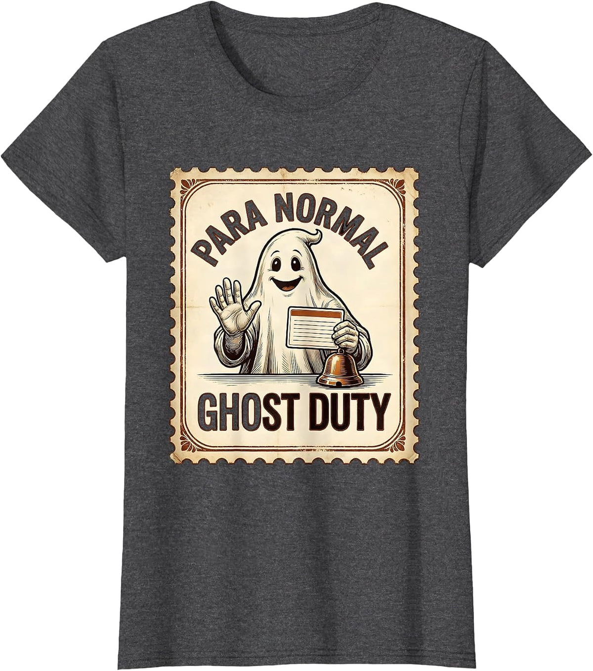 Women's Para Normal Ghost Duty Funny Paraprofessional Halloween T-Shirt - Dark Heather Grey